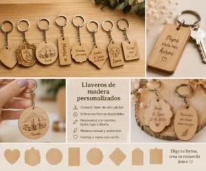 Llaveros de madera personalizados con grabado láser