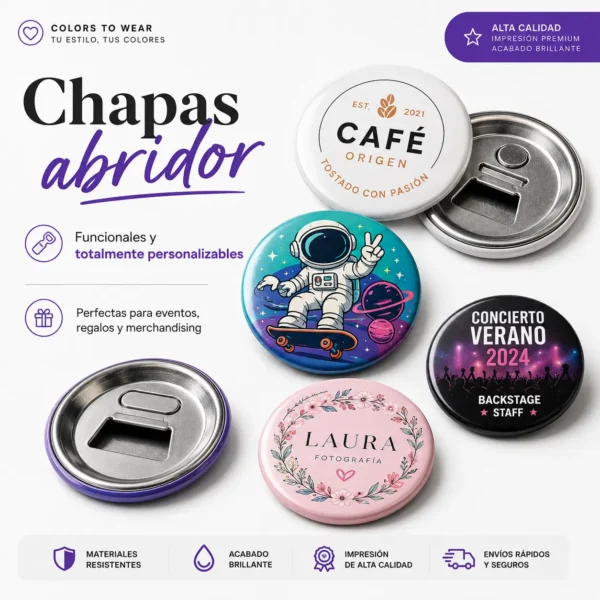 Chapas personalizadas 38 y 50 mm