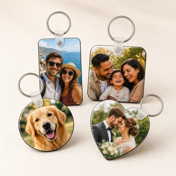 Llaveros personalizados por sublimación con foto, texto o diseño